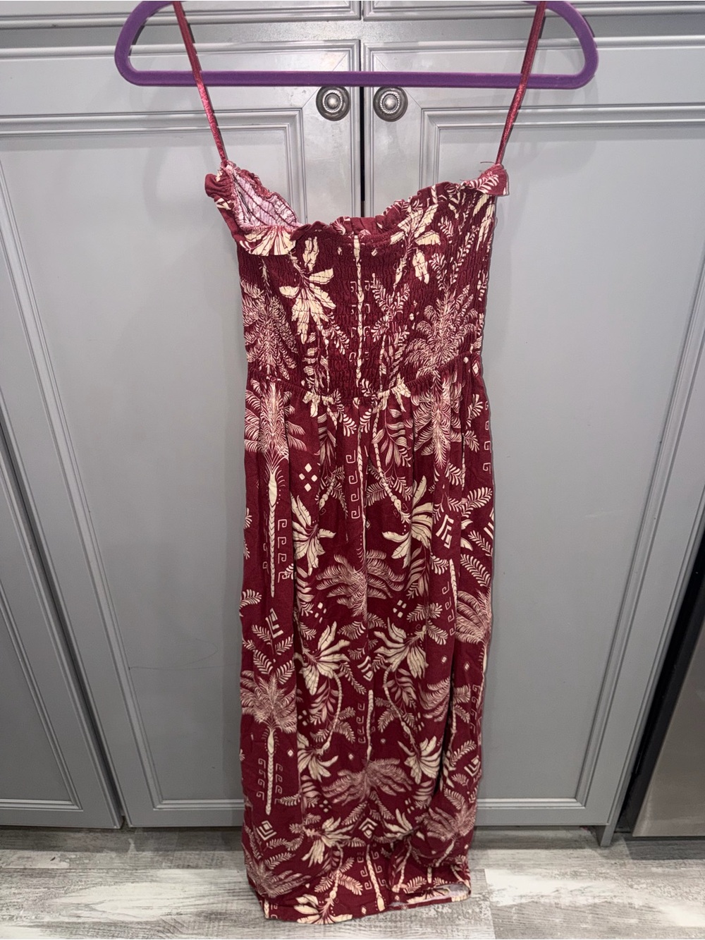 Monteau LA linen blend tropical palm treeStrapless Maxi Dress size med - Picture 6 of 7